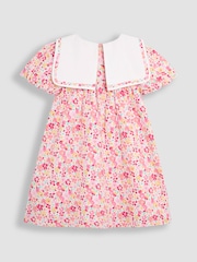 JoJo Maman Bébé Pink Baby Floral Print Sailor Party Dress - Image 2 of 3