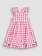 JoJo Maman Bébé Fuchsia Pink Butterfly Scallop Hem Sun Dress - Image 1 of 3