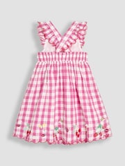 JoJo Maman Bébé Fuchsia Pink Butterfly Scallop Hem Sun Dress - Image 2 of 3