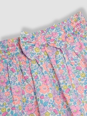 JoJo Maman Bébé Coral Pink Floral 2-Piece Double Frill Sleeve 100% Cotton T-Shirt & Skirt Set - Image 3 of 3
