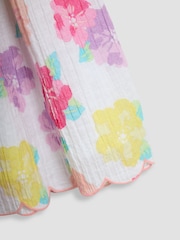 JoJo Maman Bébé Pink Tropical Floral Scallop Sleeve Dress - Image 3 of 3