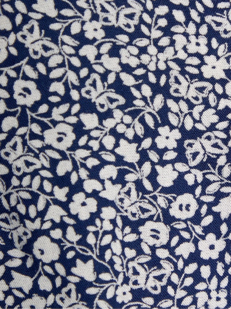 JoJo Maman Bébé Navy Blue Ditsy Floral Print Button Front Classic Dress - Image 3 of 3