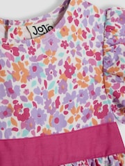 JoJo Maman Bébé Pink Floral Puff Sleeve Party Dress - Image 4 of 4