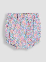JoJo Maman Bébé Coral Pink Floral 2-Piece Embroidered Cheesecloth Top & Bloomers Set - Image 4 of 7