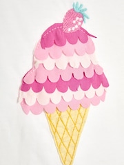 JoJo Maman Bébé Blue Ice Cream 2-Piece Double Frill Sleeve 100% Cotton T-Shirt & Skirt Set - Image 5 of 5