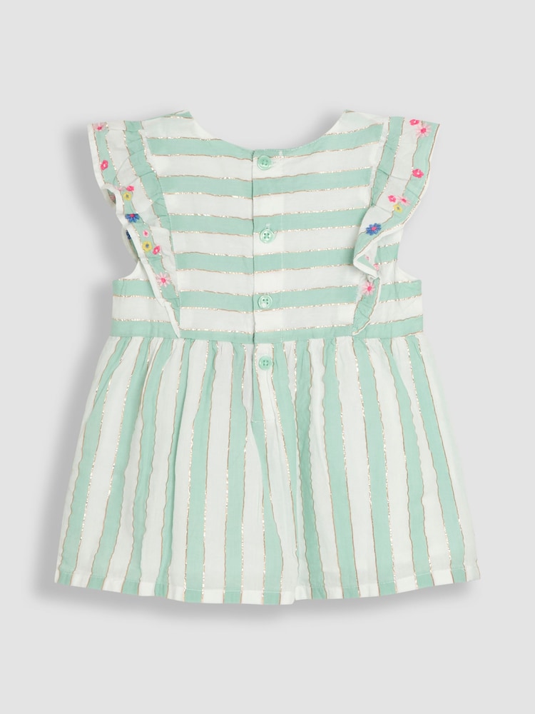 JoJo Maman Bébé Aqua Green Floral Print Frill Sleeve Blouse & Leggings Set 2 Piece - Image 2 of 5 JoJo Maman Bébé Aqua Green Floral Print Frill Sleeve Blouse & Leggings Set 2 Piece - Image 2 of 5