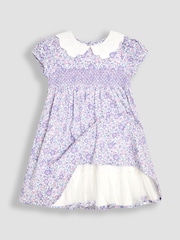 JoJo Maman Bébé Lilac Purple Floral Broderie Collar Party Dress - Image 2 of 5