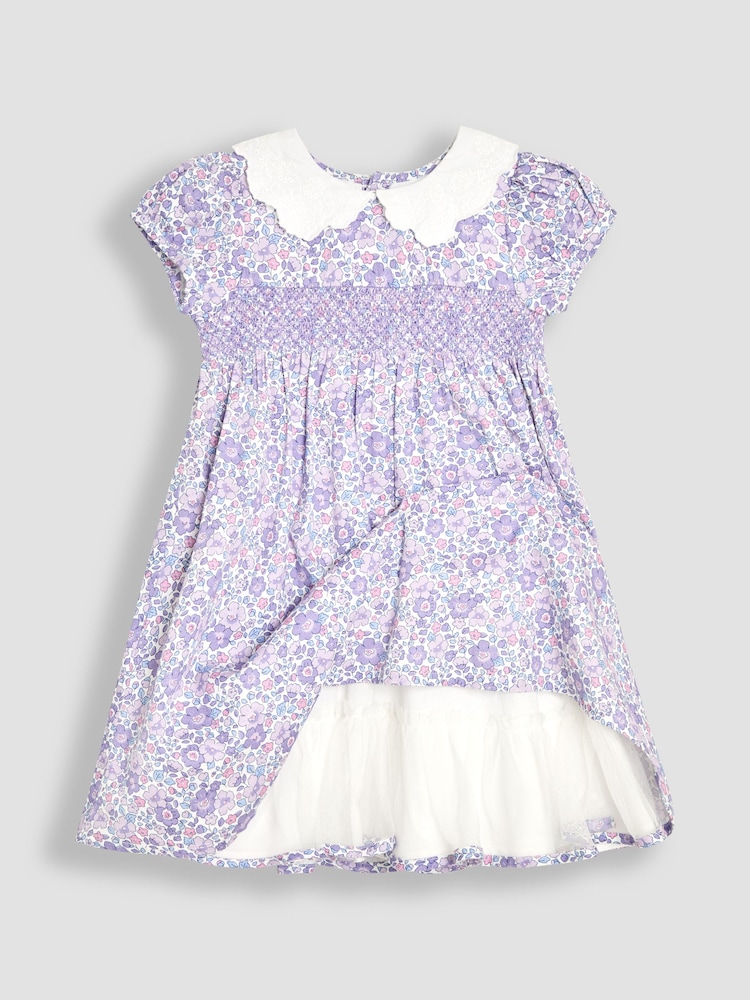 JoJo Maman Bébé Lilac Purple Floral Broderie Collar Party Dress - Image 2 of 5