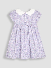 JoJo Maman Bébé Lilac Purple Floral Broderie Collar Party Dress - Image 3 of 5
