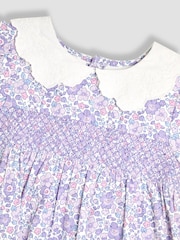 JoJo Maman Bébé Lilac Purple Floral Broderie Collar Party Dress - Image 5 of 5
