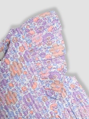 JoJo Maman Bébé Lilac Tropical Floral 2-Piece Frill-front Romper & Hat Set - Image 4 of 6
