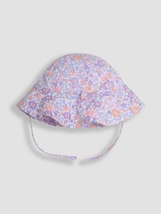 JoJo Maman Bébé Lilac Tropical Floral 2-Piece Frill-front Romper & Hat Set - Image 5 of 6