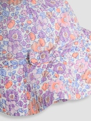 JoJo Maman Bébé Lilac Tropical Floral 2-Piece Frill-front Romper & Hat Set - Image 6 of 6
