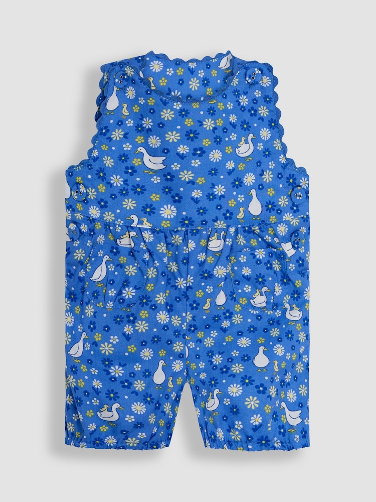 Blue Duck Floral - JoJo Maman Bébé Printed 100% Cotton Dungarees - Imagen 3 de 3