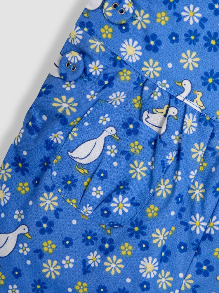 JoJo Maman Bébé Blue Duck Floral Printed Dungarees - Image 5 of 5