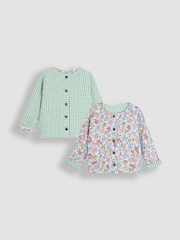 JoJo Maman Bébé Soft Pink Floral Print Quilted Reversible 100% Cotton Jacket - Image 1 of 9