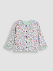 JoJo Maman Bébé Soft Pink Floral Print Quilted Reversible 100% Cotton Jacket - Image 2 of 9