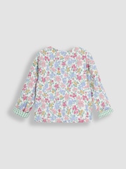 JoJo Maman Bébé Soft Pink Floral Print Quilted Reversible 100% Cotton Jacket - Image 3 of 9