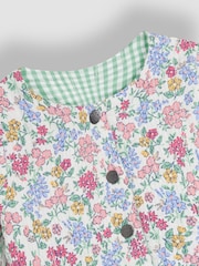 JoJo Maman Bébé Soft Pink Floral Print Quilted Reversible 100% Cotton Jacket - Image 6 of 9
