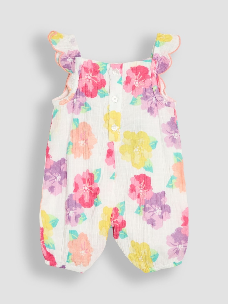 Pink, tropisch, floral - JoJo Maman Bébé Ruffle Strap Pretty Sunsuit - Bild 2 von 3