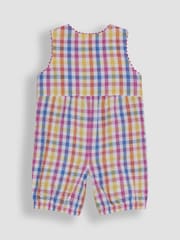 JoJo Maman Bébé Pink Floral Embroidered Pocket Embroidered Gingham Dungarees - Image 2 of 3