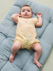JoJo Maman Bébé Yellow Duck Embroidered Smocked Pretty Romper - Image 1 of 5