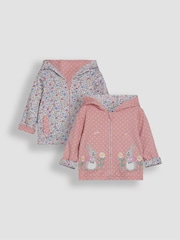 JoJo Maman Bébé Pink Bunny Appliqué Reversible Hoodie - Image 1 of 7