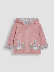 JoJo Maman Bébé Pink Bunny Appliqué Reversible Hoodie - Image 2 of 7