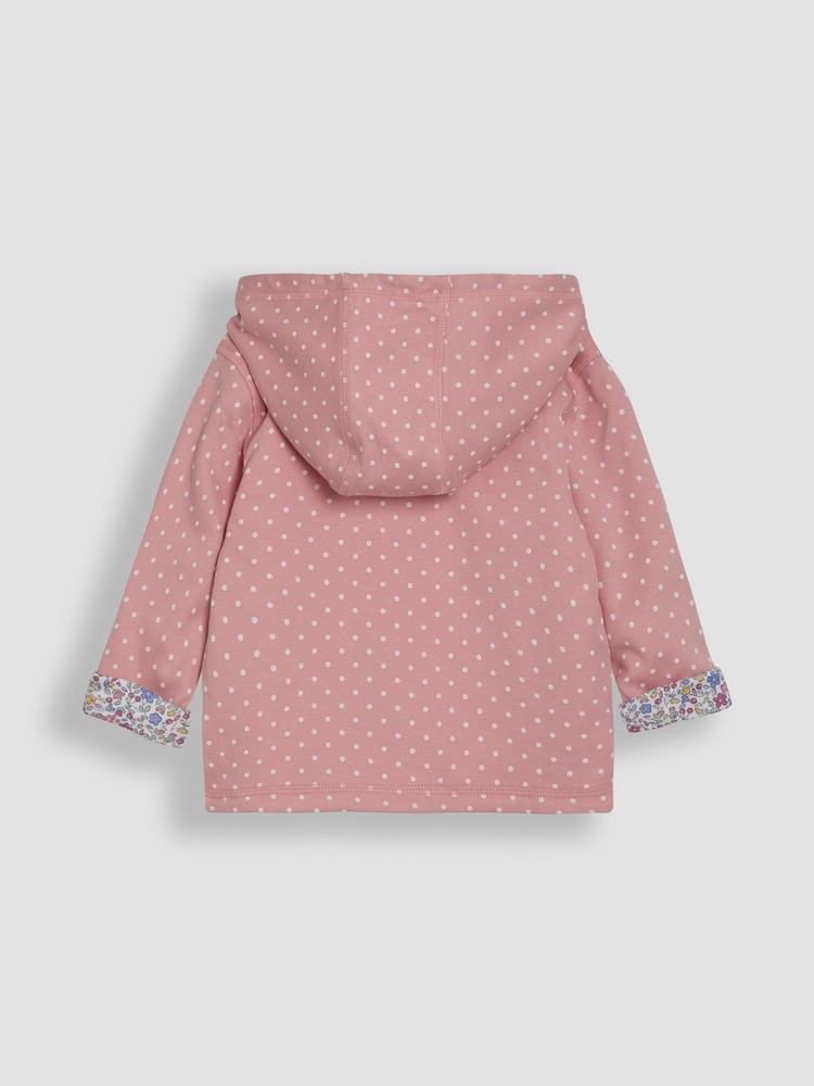 JoJo Maman Bébé Pink Bunny Appliqué Reversible Hoodie - Image 3 of 7