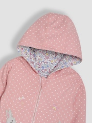 JoJo Maman Bébé Pink Bunny Appliqué Reversible Hoodie - Image 6 of 7