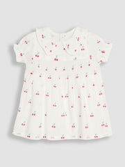 JoJo Maman Bébé White Cherry Peter Pan Collar Smocked Blouse - Image 1 of 3
