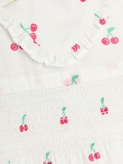 JoJo Maman Bébé White Cherry Peter Pan Collar Smocked Blouse - Image 3 of 3