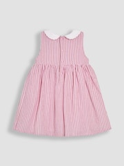 JoJo Maman Bébé Pink Ladybird Seersucker Stripe Smocked Dress - Image 2 of 3