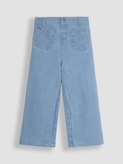 JoJo Maman Bébé Denim Blue Wide Leg Patch Pocket Trousers - Image 1 of 4