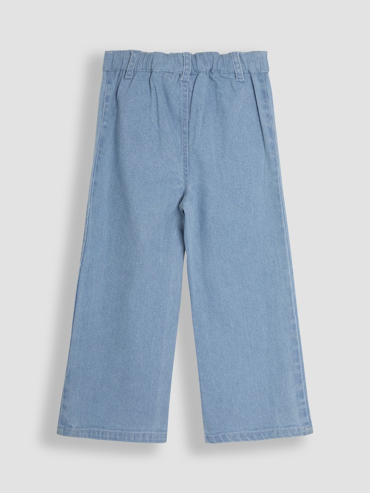 JoJo Maman Bébé Denim Blue Wide Leg Patch Pocket Trousers - Image 2 of 4