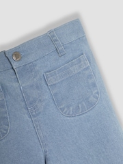 JoJo Maman Bébé Denim Blue Wide Leg Patch Pocket Trousers - Image 3 of 4