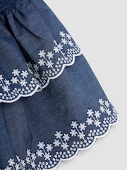 Jojo Maman Bébé Blue Broderie Scallop Hem Tiered Skirt - Image 3 of 3