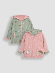 JoJo Maman Bébé Pink Guinea Pig & Tortoise Appliqué Reversible Hoodie - Image 1 of 8