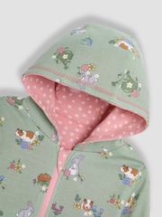 JoJo Maman Bébé Pink Guinea Pig & Tortoise Appliqué Reversible Hoodie - Image 6 of 8