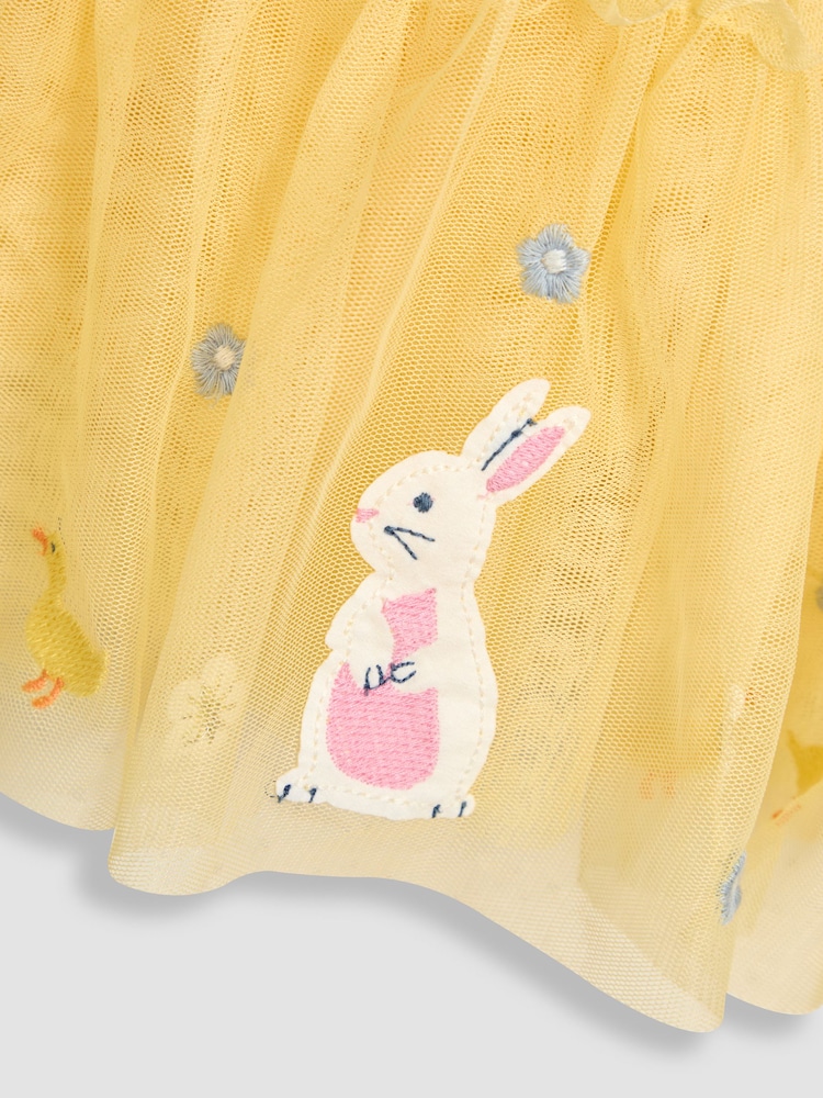 JoJo Maman Bébé Yellow Duck & Bunny Appliqué Hem Tulle Party Dress - Image 8 of 8