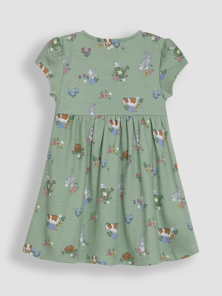 JoJo Maman Bébé Green Guinea Pig Button Through Dress - Image 3 of 3