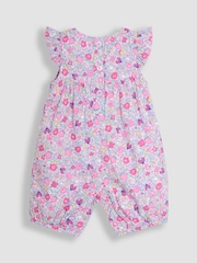 Rosa mit aufgesetzten Erdbeer-Taschen - JoJo Maman Bébé – hübscher, bestickter Sonnenschutz-Anzug mit Rüschen an der Schulter aus 100 % Baumwolle - Bild 2 von 3