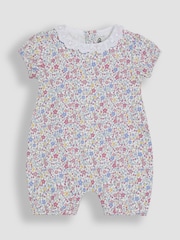 JoJo Maman Bébé Pink Mouse Applique 2 Pack Broderie Collar Rompers - Image 4 of 7