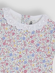 JoJo Maman Bébé Pink Mouse Applique 2 Pack Broderie Collar Rompers - Image 7 of 7