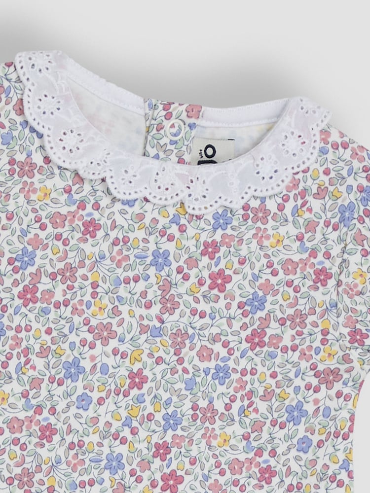 JoJo Maman Bébé Pink Mouse Applique 2 Pack Broderie Collar Rompers - Image 7 of 7