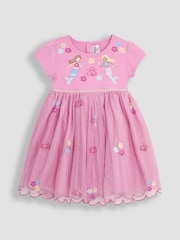 JoJo Maman Bébé Pink Mermaid Appliqué Tulle Party Dress - Image 1 of 3