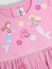 JoJo Maman Bébé Pink Mermaid Appliqué Tulle Party Dress - Image 3 of 3
