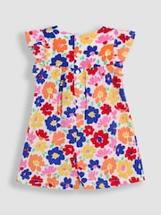 JoJo Maman Bébé Bright Fuchsia Floral Seersucker Frill Sleeve Playsuit - Image 2 of 3