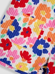JoJo Maman Bébé Bright Fuchsia Floral Seersucker Frill Sleeve Playsuit - Image 3 of 3