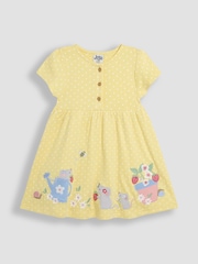 JoJo Maman Bébé Yellow Mouse Appliqué Button Front Dress - Image 1 of 3